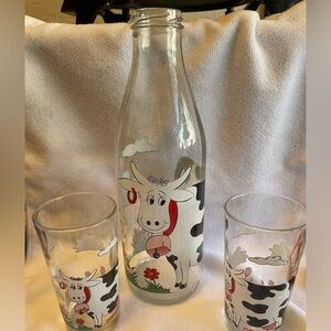 Cow Cerve Print Glass Bottle and Glasses Set made in Italy